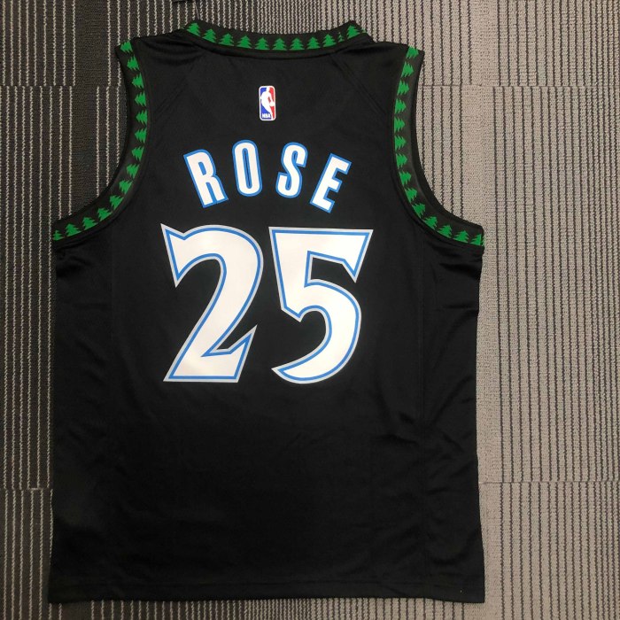 Heat Transfer 2018 Minnesota Timberwolves Derrick Rose Retro Black Jersey