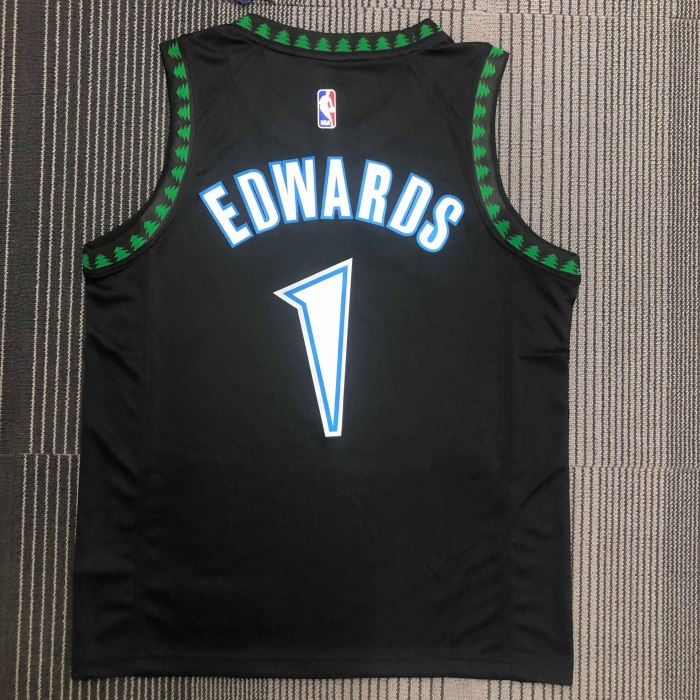 Heat Transfer 2018 Minnesota Timberwolves Anthony Edwards Retro Black Jersey