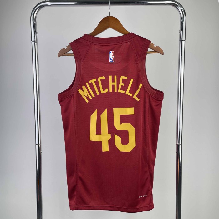 Heat Transfer 2023 Cleveland Cavaliers Donovan Mitchell Away Red Jersey