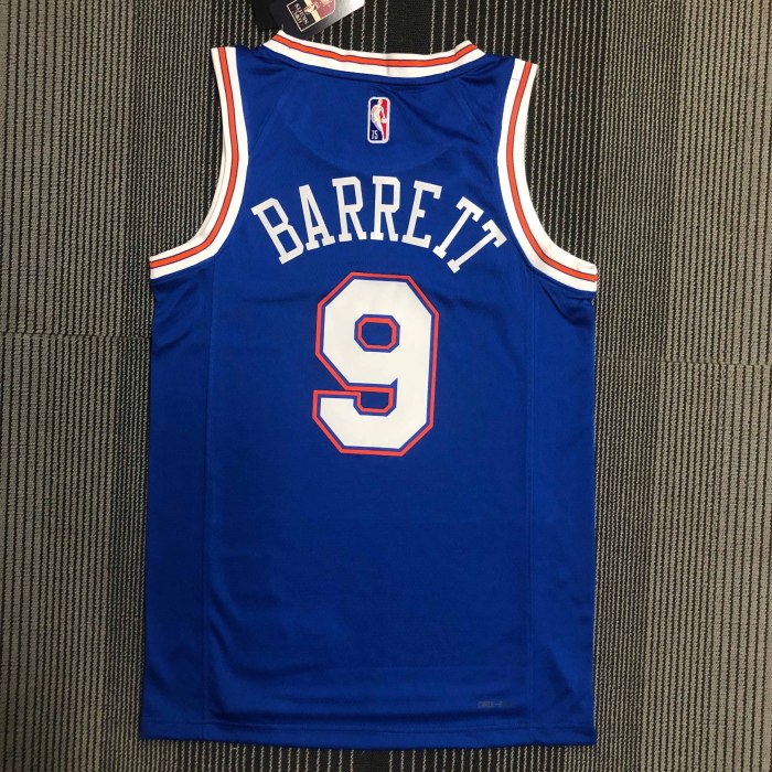 Heat Transfer  New York Knicks RJ Barrett 75th Anniversary  Flying Man limited Blue jersey