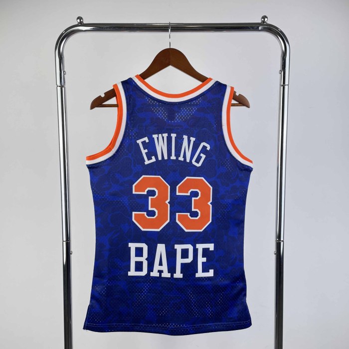Heat Transfer New York Knicks Patrick Ewing BAPE×M&N co-branded Blue jersey
