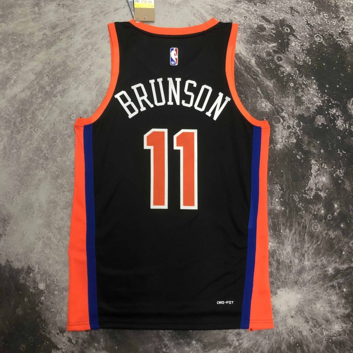 Heat Transfer 2023 New York Knicks Jalen Brunson City edition Black Jersey