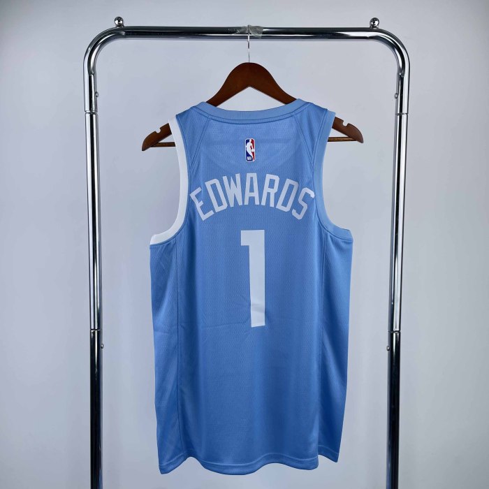 Heat Transfer 19-20 Minnesota Timberwolves Anthony Edwards Blue Jersey