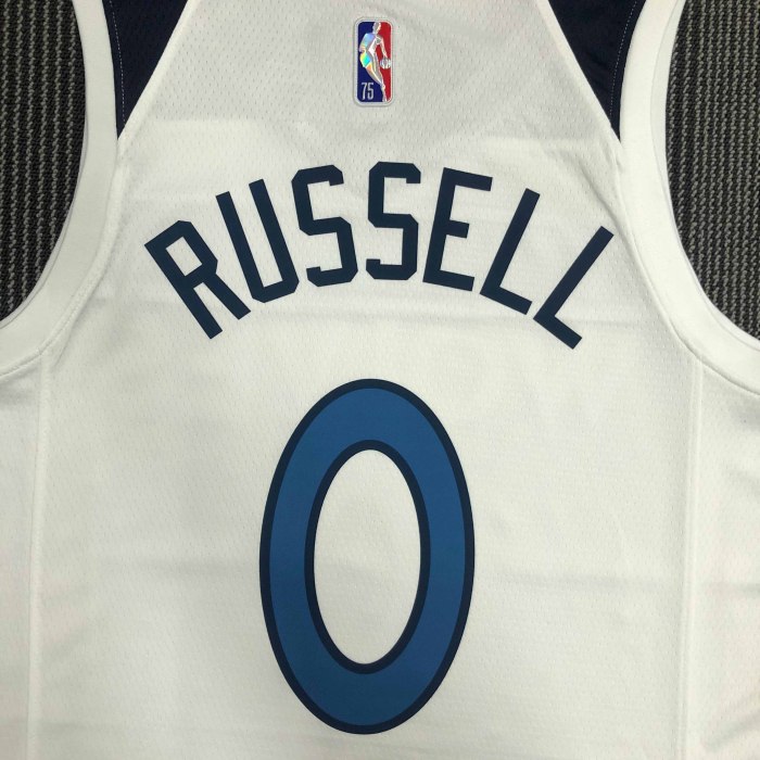 Heat Transfer Minnesota Timberwolves D'Angelo Russell 75th Anniversary White Jersey