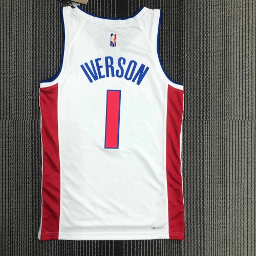 Heat Transfer Detroit Pistons AllenEzailIverson 75th Anniversary White Jersey