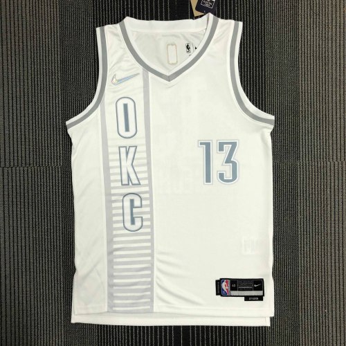 Heat Transfer 2022 Oklahoma City Thunder Paul George City Edition White Jersey