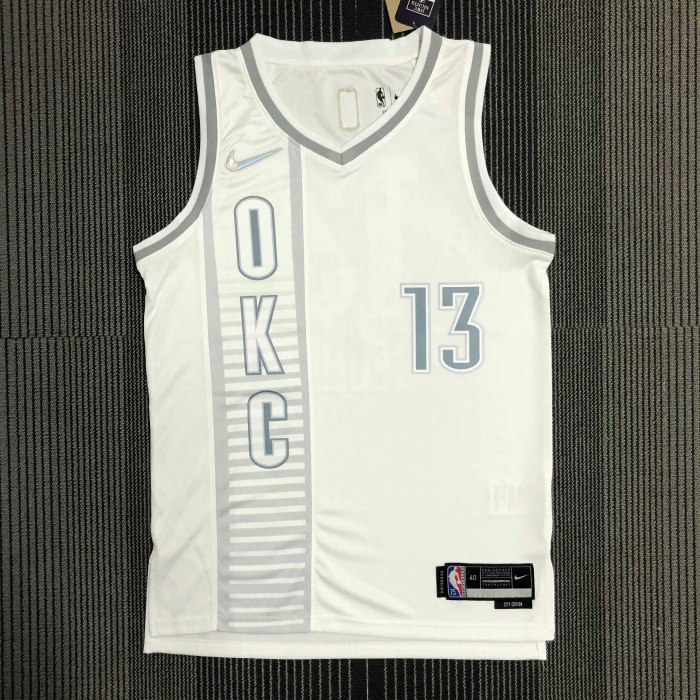 Heat Transfer 2022 Oklahoma City Thunder Paul George City Edition White Jersey
