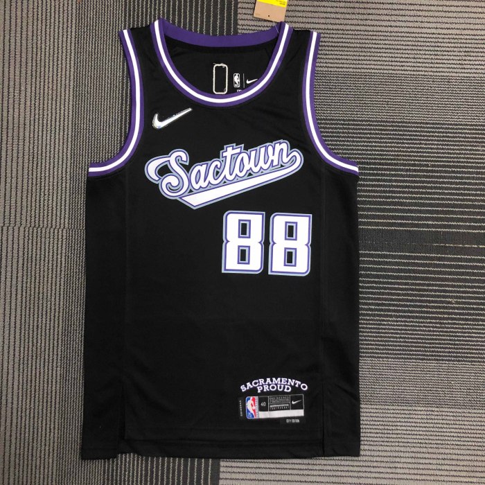 Heat Transfer 2022 Sacramento Kings Queta City edition Black Jersey