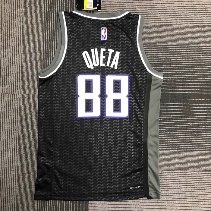 Heat Transfer Sacramento Kings Neemias Queta Flying Man limited Black Jersey