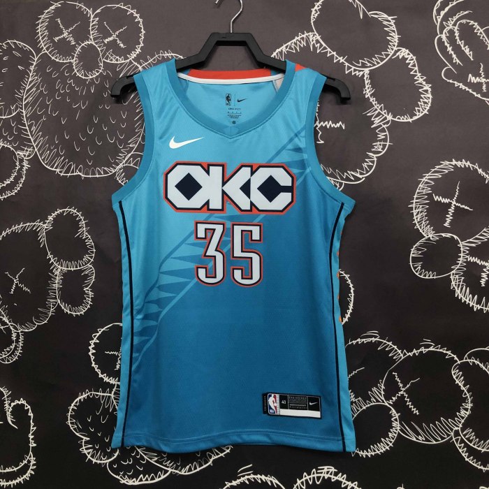 Heat Transfer 2019 Oklahoma City Thunder Kevin Durant City edition Blue Jersey