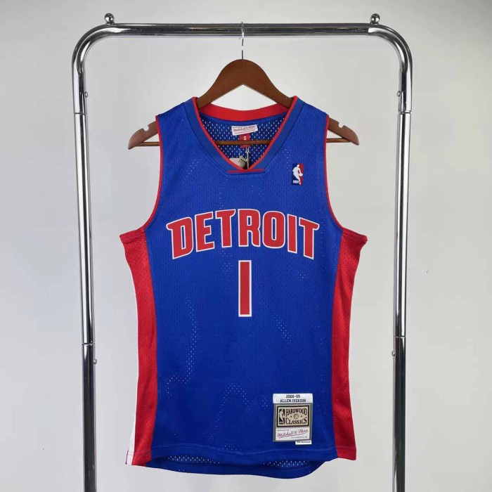 Heat Transfer 008-09 Detroit Pistons AllenEzailIverson Soccer fans edition Retro Blue Jersey