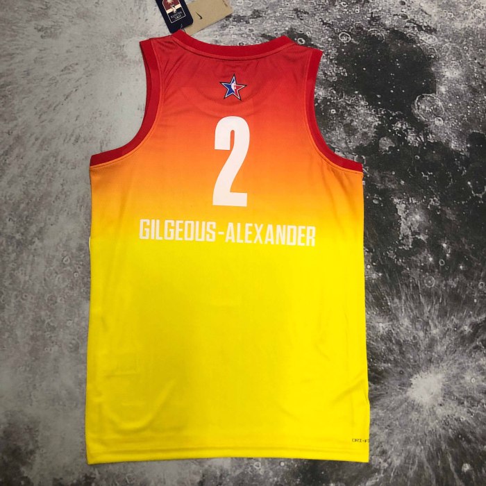 Heat Transfer 2023 Oklahoma City Thunder Shai Gilgeous-Alexander All Star Yellow Jersey