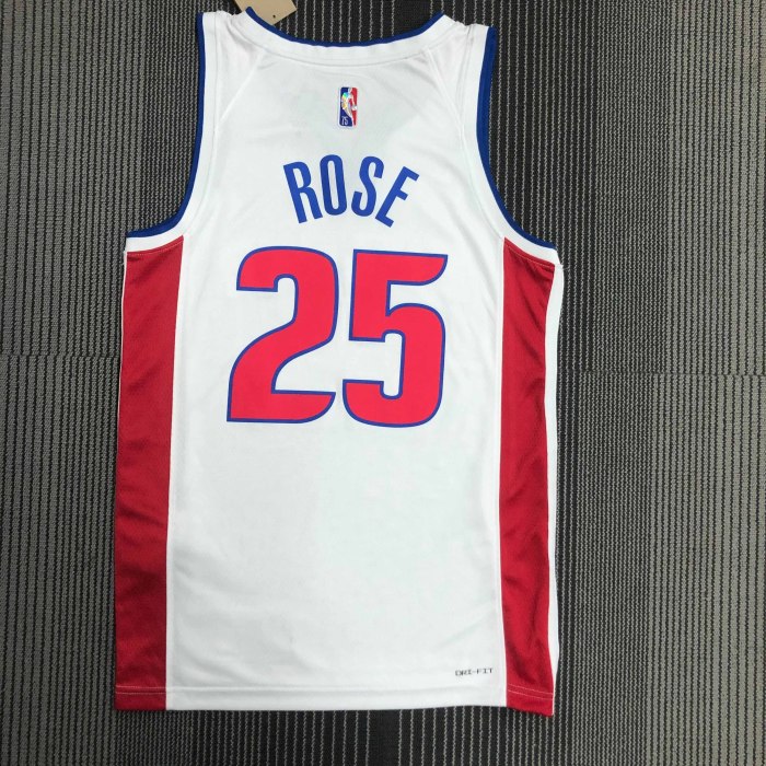 Heat Transfer Detroit Pistons Derrick Rose 75th Anniversary White Jersey
