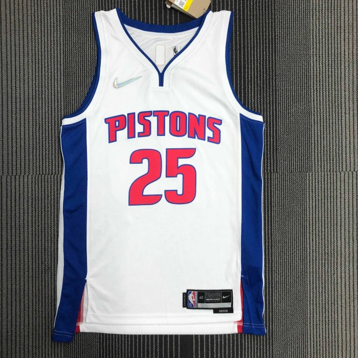 Heat Transfer Detroit Pistons Derrick Rose 75th Anniversary White Jersey