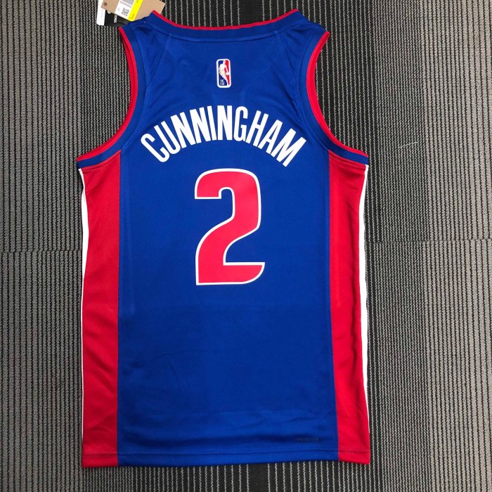 Heat Transfer Detroit Pistons Cade Cunningham 75th Anniversary Blue Jersey