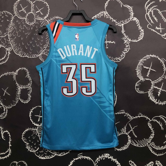 Heat Transfer 2019 Oklahoma City Thunder Kevin Durant City edition Blue Jersey