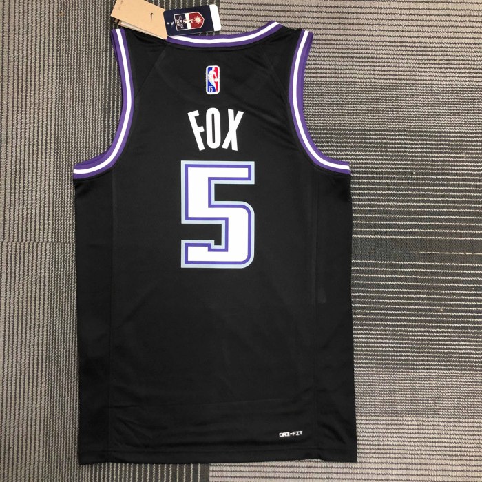 Heat Transfer 2022 Sacramento Kings De'Aaron Fox  City edition Black Jersey