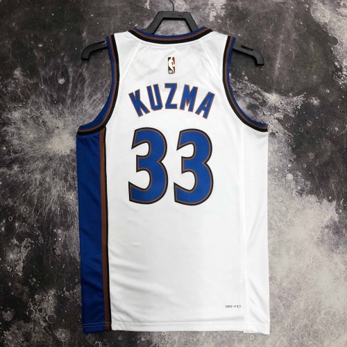 Heat Transfer 2023 Washington Wizards Kyle Kuzma Retro White Jersey