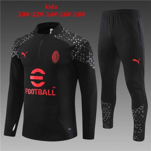 Kids Kit 23-24 AC Milan Black Training set Football Kit Soccer Kit