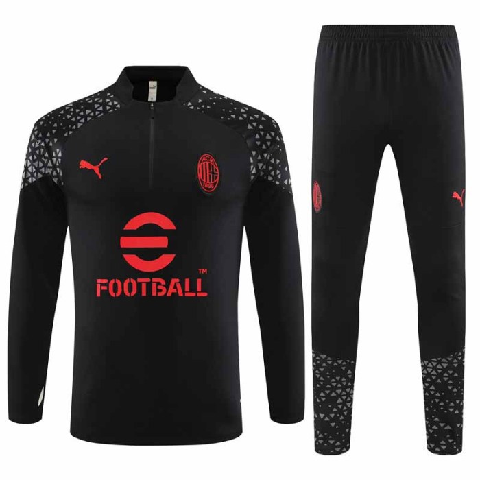 Adult Kit  23-24 AC Milan Black Training set Football Kit Soccer Kit