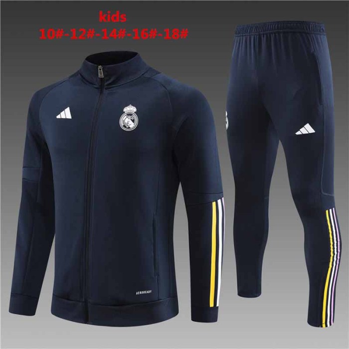 Kids Kit 23-24 Real Madrid Royalblue Training Football Kit Soccer Jacket