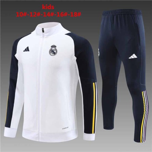 Kids Kit 23-24 Real Madrid White Training Football Kit Soccer Jacket