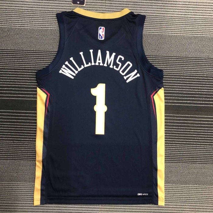 Heat Transfer New Orleans Pelicans Zion Williamson 75th Anniversary Navy blue Jersey