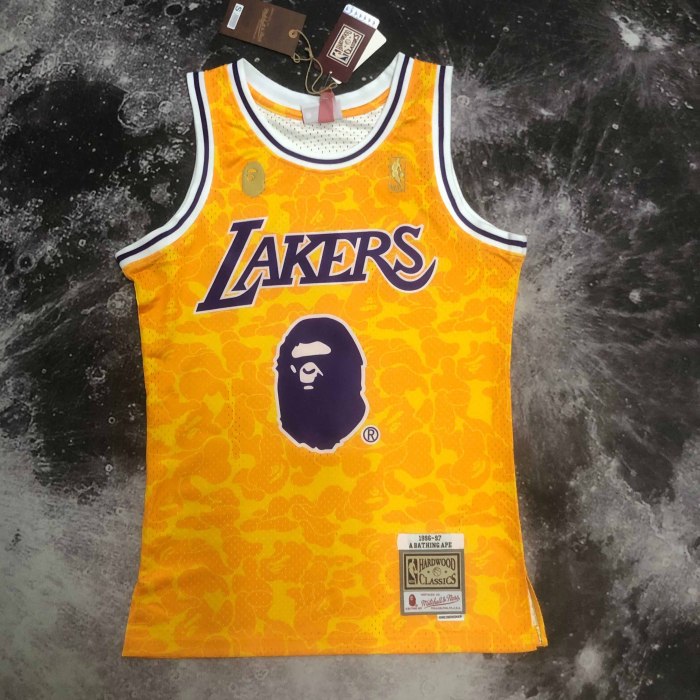 Heat Transfer NBA Los Angeles Lakers BAPE×M&N Hardwood Classics Swingman Jersey