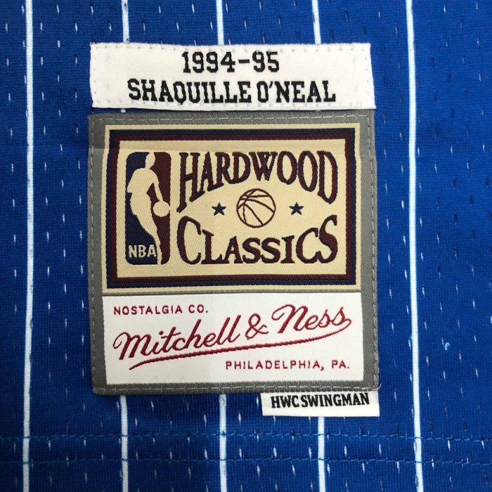 Heat Transfer Orlando Magic Shaquille O'Neal Mitchell & Ness 1994-95 Blue Hardwood Classics Swingman Jerse