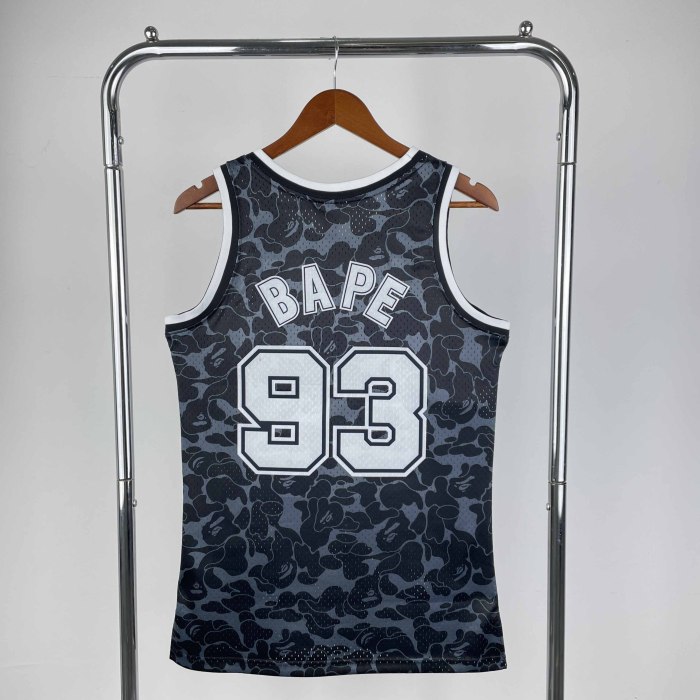 Heat Transfer NBA Brooklyn Nets BAPE×M&N Black Hardwood Classics Swingman Jersey