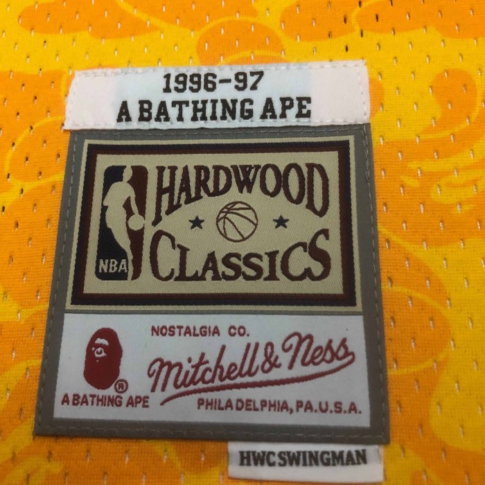 Heat Transfer NBA Los Angeles Lakers BAPE×M&N Hardwood Classics Swingman Jersey