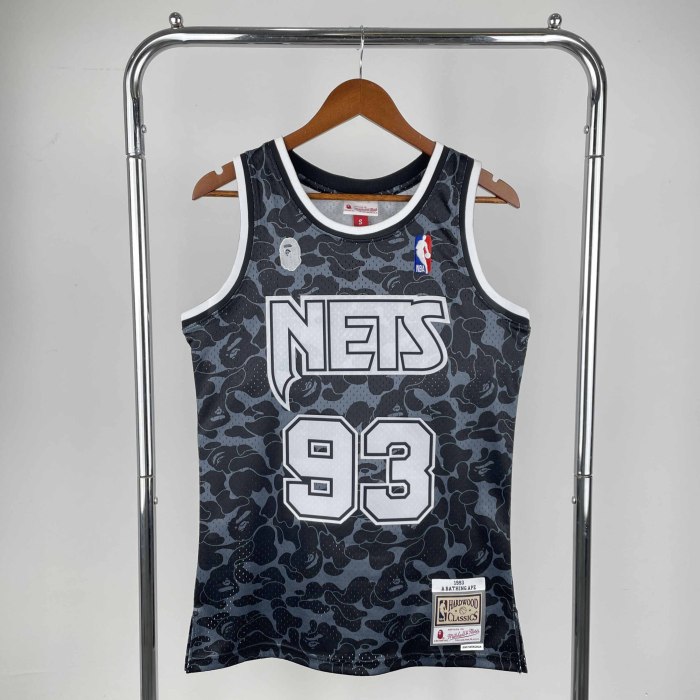 Heat Transfer NBA Brooklyn Nets BAPE×M&N Black Hardwood Classics Swingman Jersey