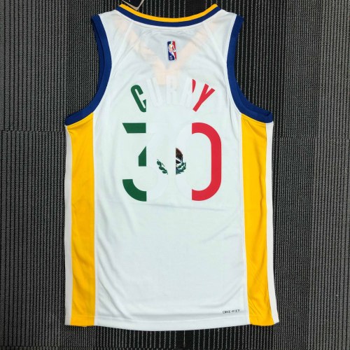 Heat Transfer NBA Golden State Warriors Stephen Curry 75th Anniversary Mexican White Jersey