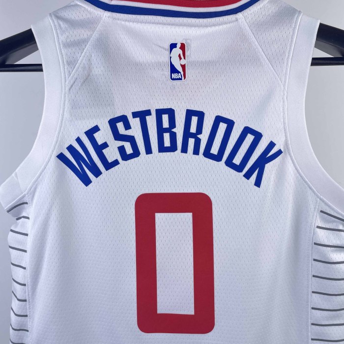 KIDS Heat Transfer 2023 Los Angeles Clippers Russell Westbrook White Jersey