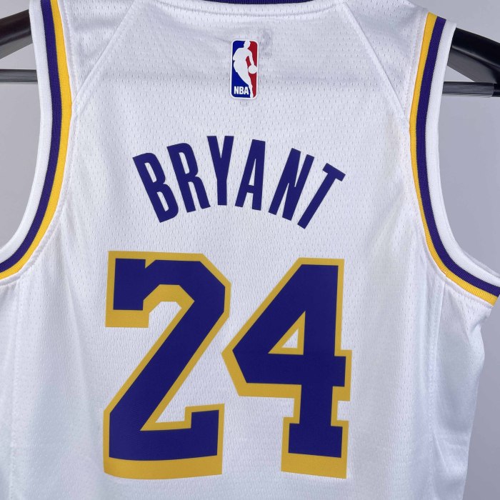 KIDS Heat Transfer 2023 Los Angeles Lakers Kobe Bryant White Jersey