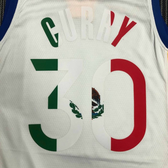 Heat Transfer NBA Golden State Warriors Stephen Curry 75th Anniversary Mexican White Jersey