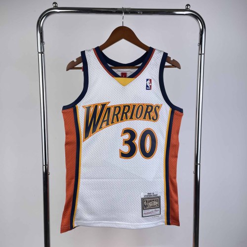 Heat Transfer Golden State Warriors Stephen Curry Mitchell & Ness Youth 2009-10 White Hardwood Classics Swingman Jersey