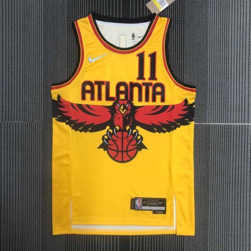 Heat Transfer 2022 NBA Atlanta Hawks Trae Young City edition Yellow Jersey