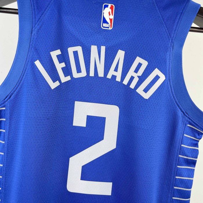 KIDS Heat Transfer 2023 Los Angeles Clippers Kawhi Leonard Blue Jersey