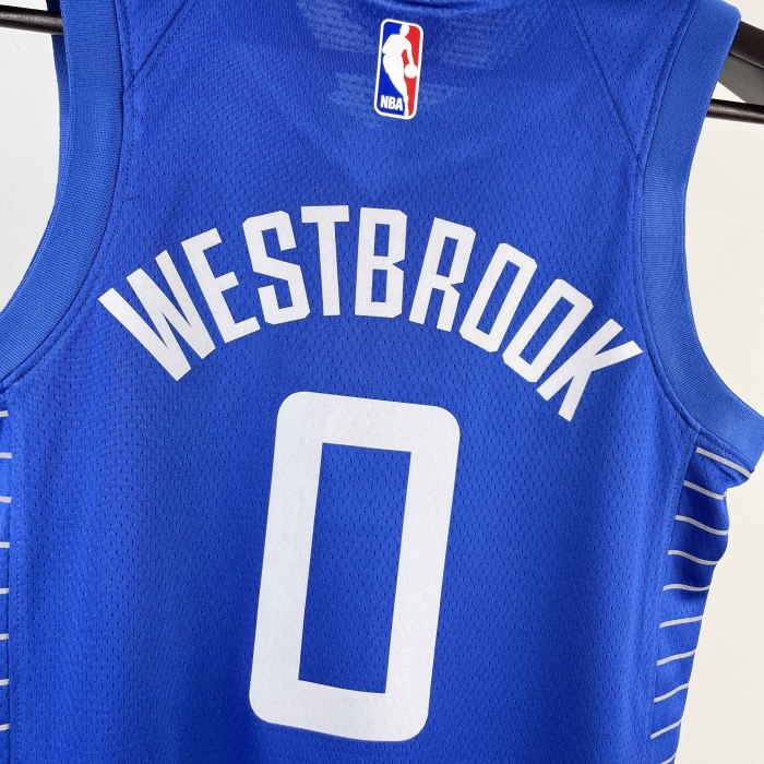KIDS Heat Transfer 2023 Los Angeles Clippers Russell Westbrook Blue Jersey