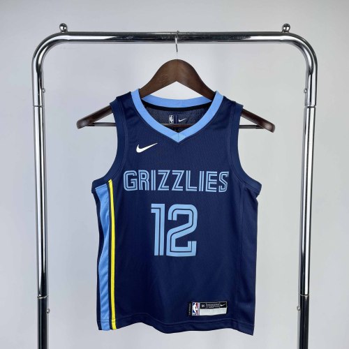 KIDS Heat Transfer 2023 Memphis Grizzlies Ja Morant Navy blue Jersey