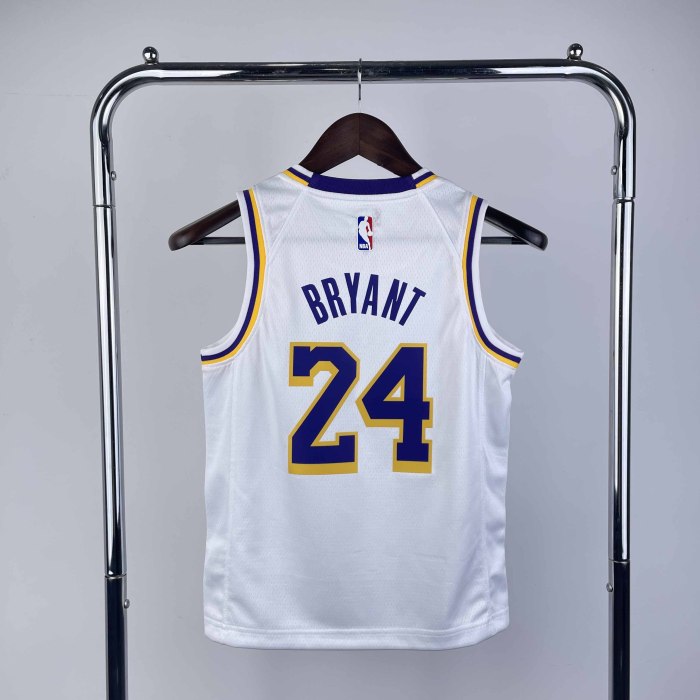KIDS Heat Transfer 2023 Los Angeles Lakers Kobe Bryant White Jersey