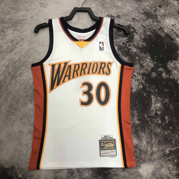 Heat Transfer Golden State Warriors Stephen Curry Mitchell & Ness Youth 2009-10 White Hardwood Classics Swingman Jersey