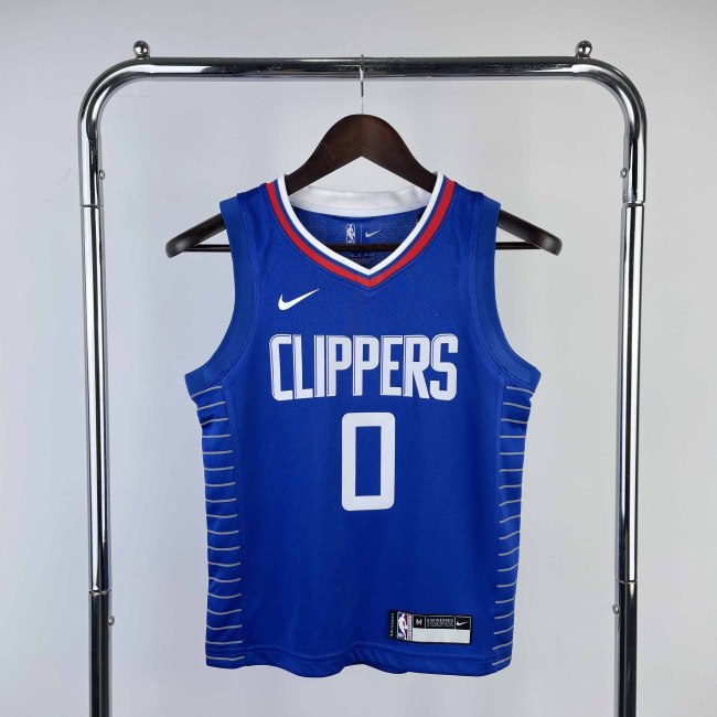 KIDS Heat Transfer 2023 Los Angeles Clippers Russell Westbrook Blue Jersey