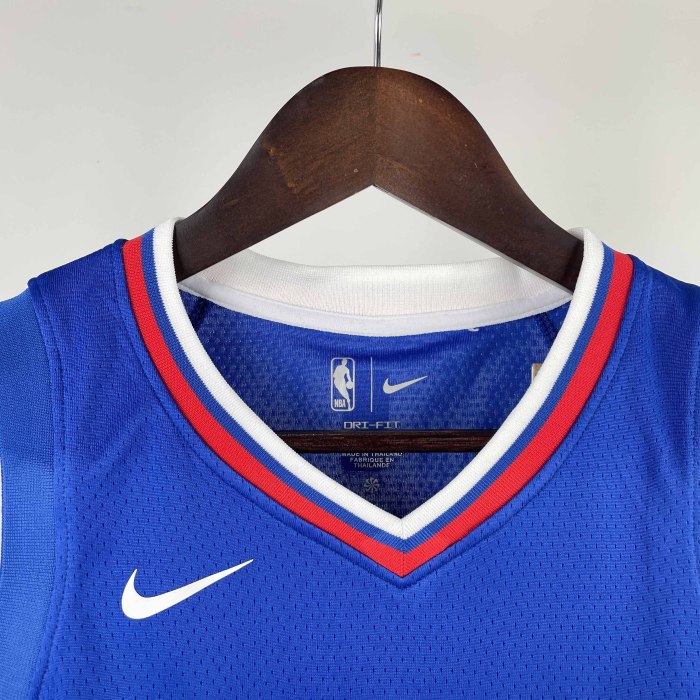 KIDS Heat Transfer 2023 Los Angeles Clippers Kawhi Leonard Blue Jersey