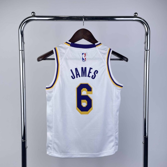 KIDS Heat Transfer 2023 Los Angeles Lakers LeBron James White Jersey
