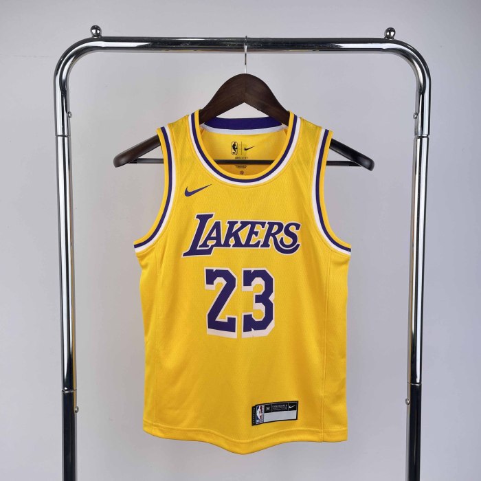 KIDS Heat Transfer 2023 Los Angeles Lakers LeBron James Yellow Jersey