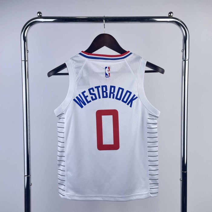 KIDS Heat Transfer 2023 Los Angeles Clippers Russell Westbrook White Jersey