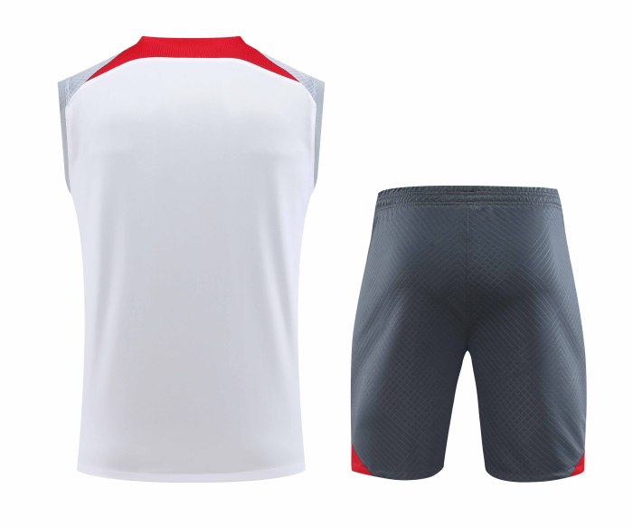 Adult Kit 23-24 Liverpool White Sleeveless Training set Football shirt + short