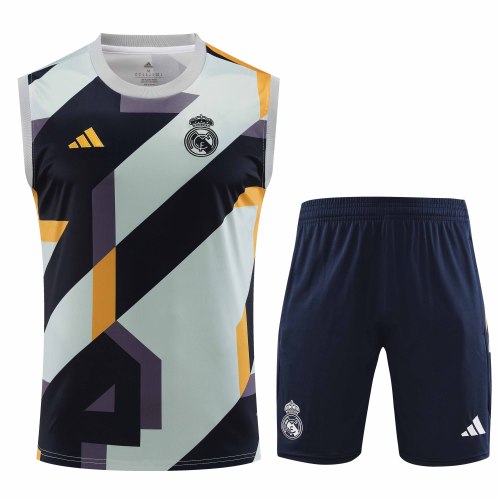 Adult Kit 23-24 Real Madrid White Sleeveless Training set Football shirt + short